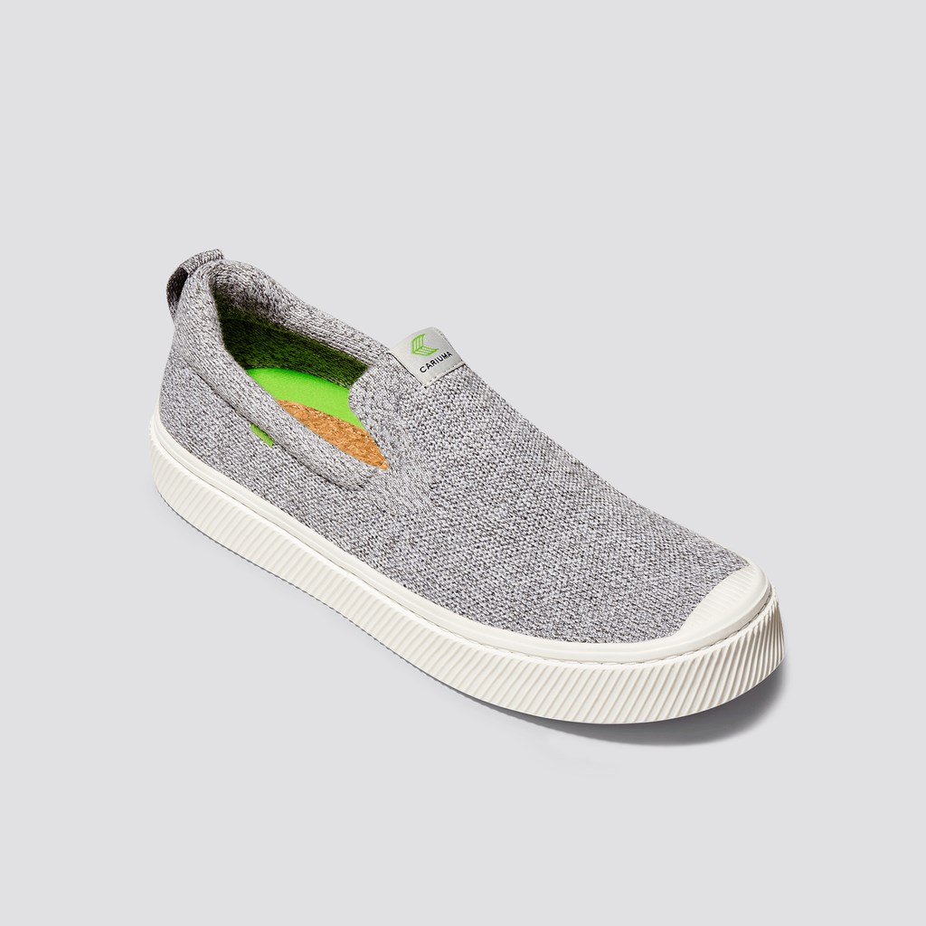 IBI Slip-On Cariuma Low Top Bamboo Weave Knit Vegan Grise Clair Homme | TDE-0440760